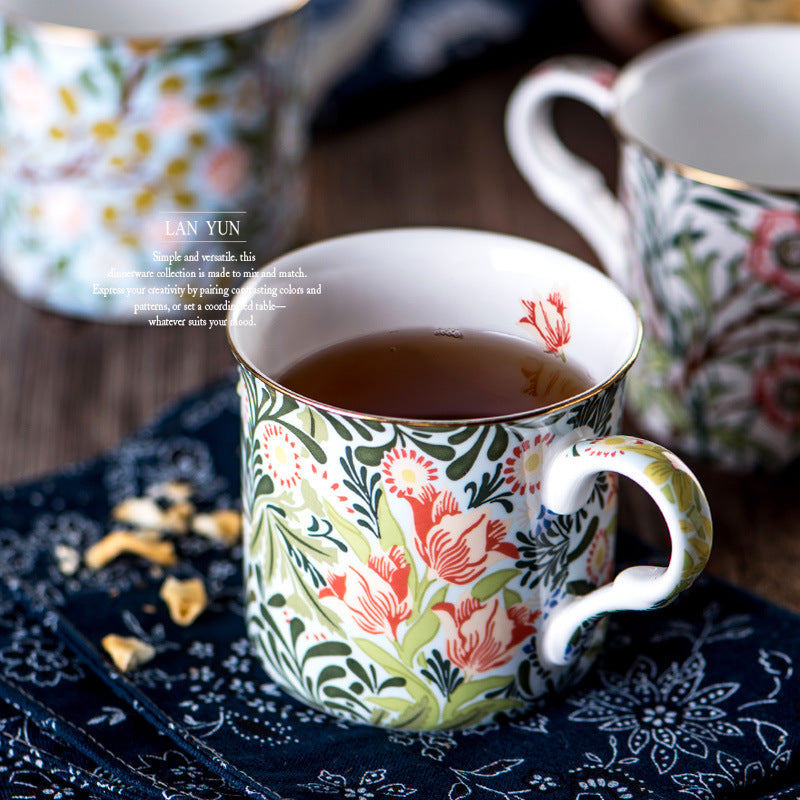 European Blue and White Ceramic Mug 300ml - Kitchen Drinkware