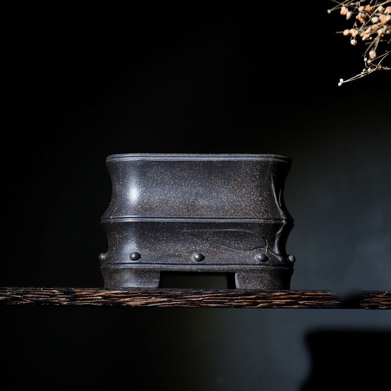 Purple Clay Flower Pot Small Bronze Style for Indoor Plants