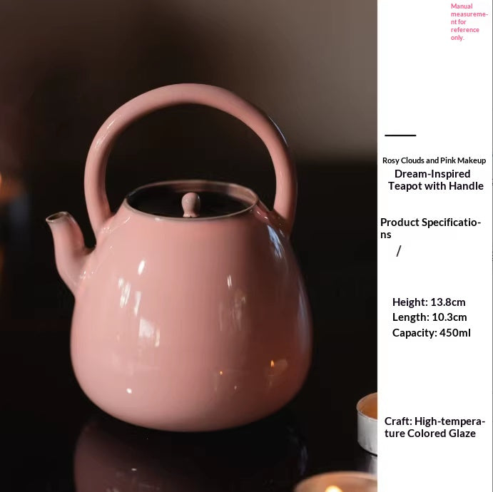Ceramic Tea Set with Cloud and Rose Design - Includes Teapot and Cups, Multiple Styles