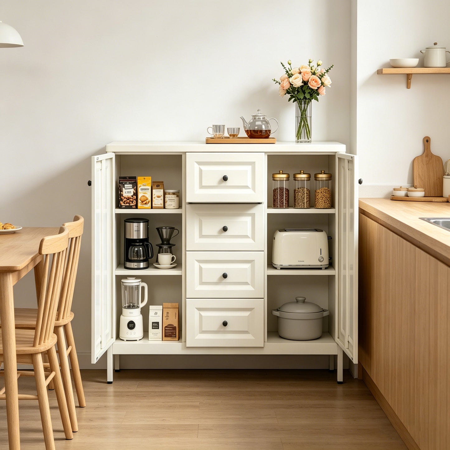 40.16 Storage Sideboard Buffet Cabinet, Freestanding Accent Cabinet
