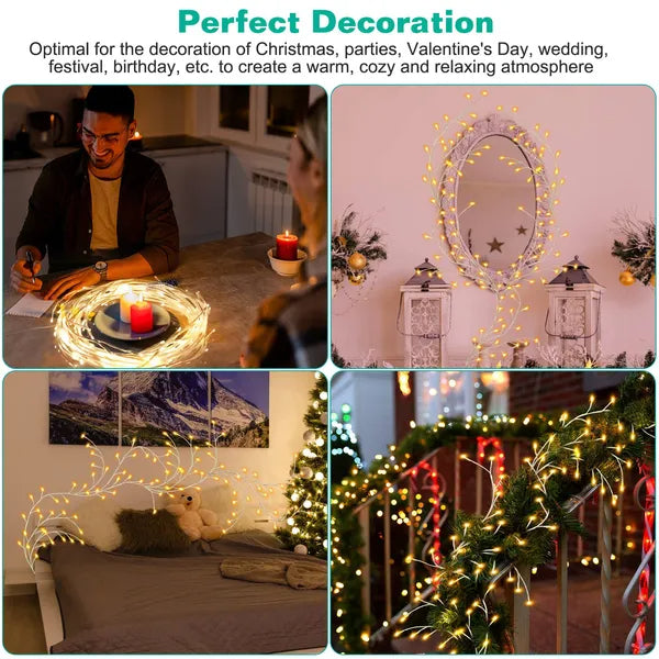 Lighted Birch Garland 7.87FT with 144 LEDs and Timer
