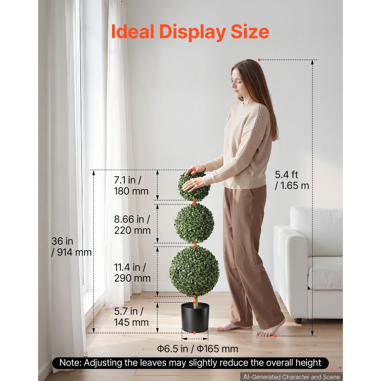 Artificial Boxwood Topiary Set of 2, 3 Ft Faux Greenery for Indoor & Outdoor Decor