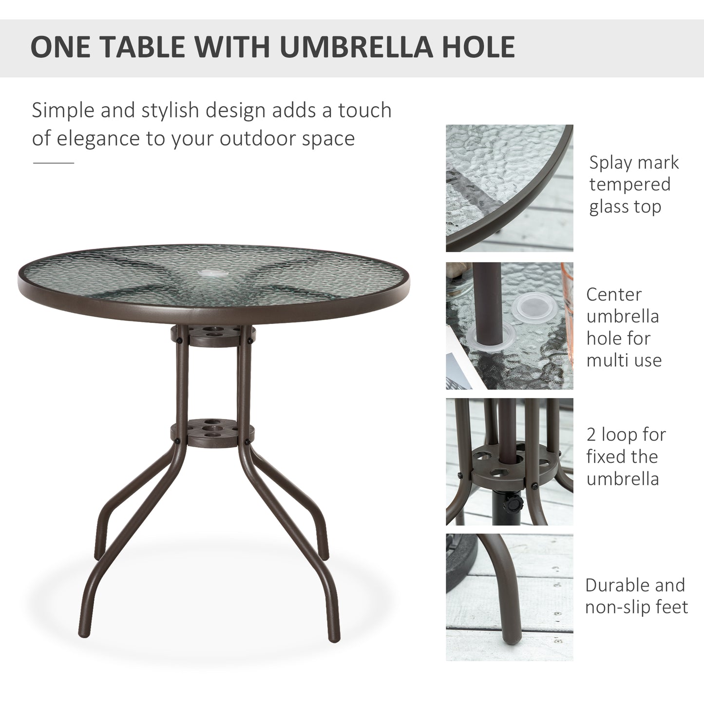6-Piece Outdoor Dining Set for 4 with Umbrella - Gray