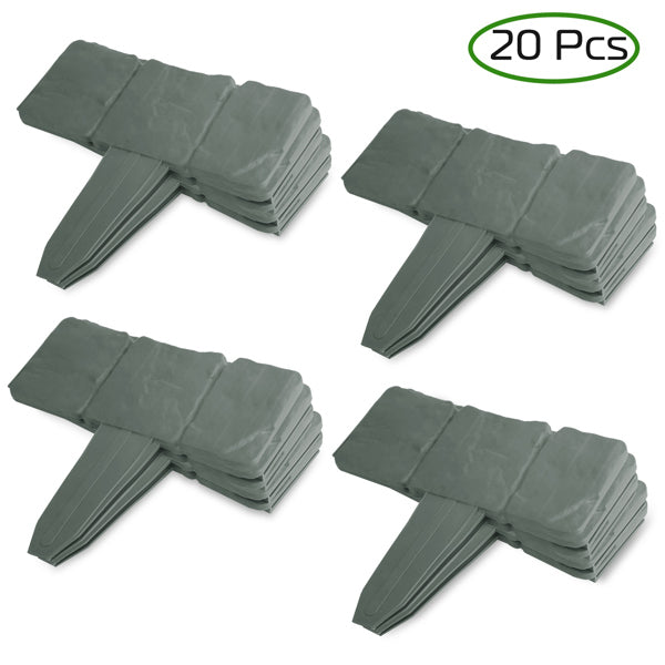 Flexible Garden Edging - Imitation Stone Effect Lawn Border, Non-Digging Gray Plastic Yard Edge, 20 Pieces