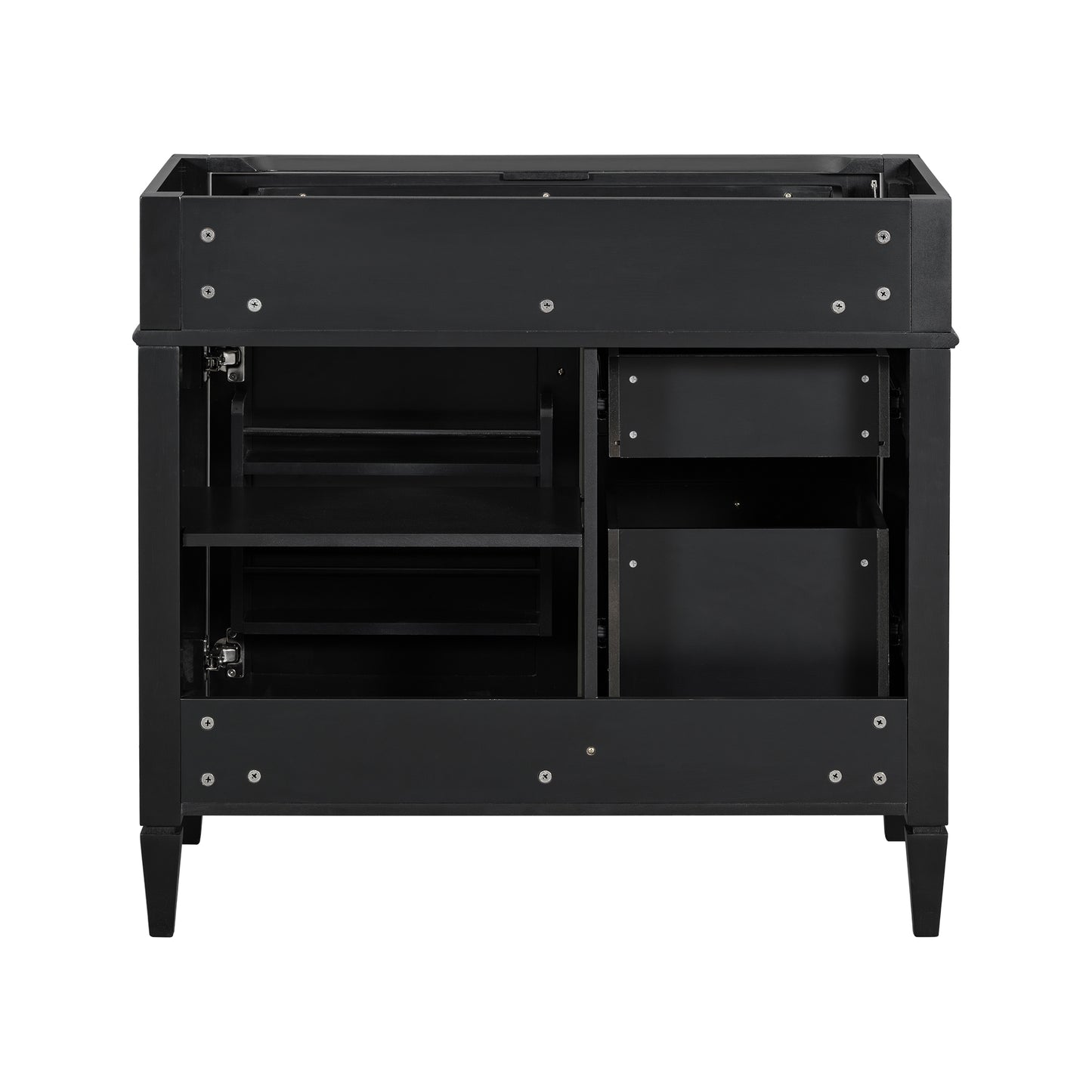 36'' Black Modern Bathroom Vanity with 2 Drawers & Tip-Out Drawer