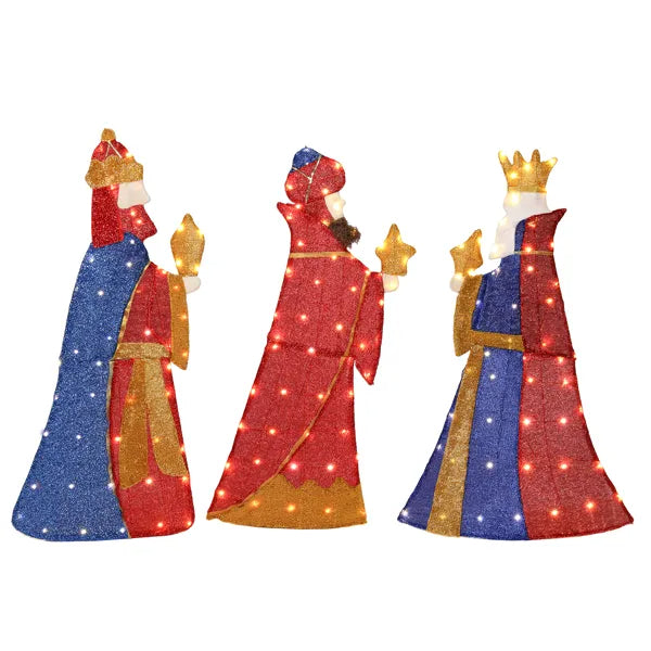 Lighted Three Kings Christmas Decorations Set - 80 LED Lights
