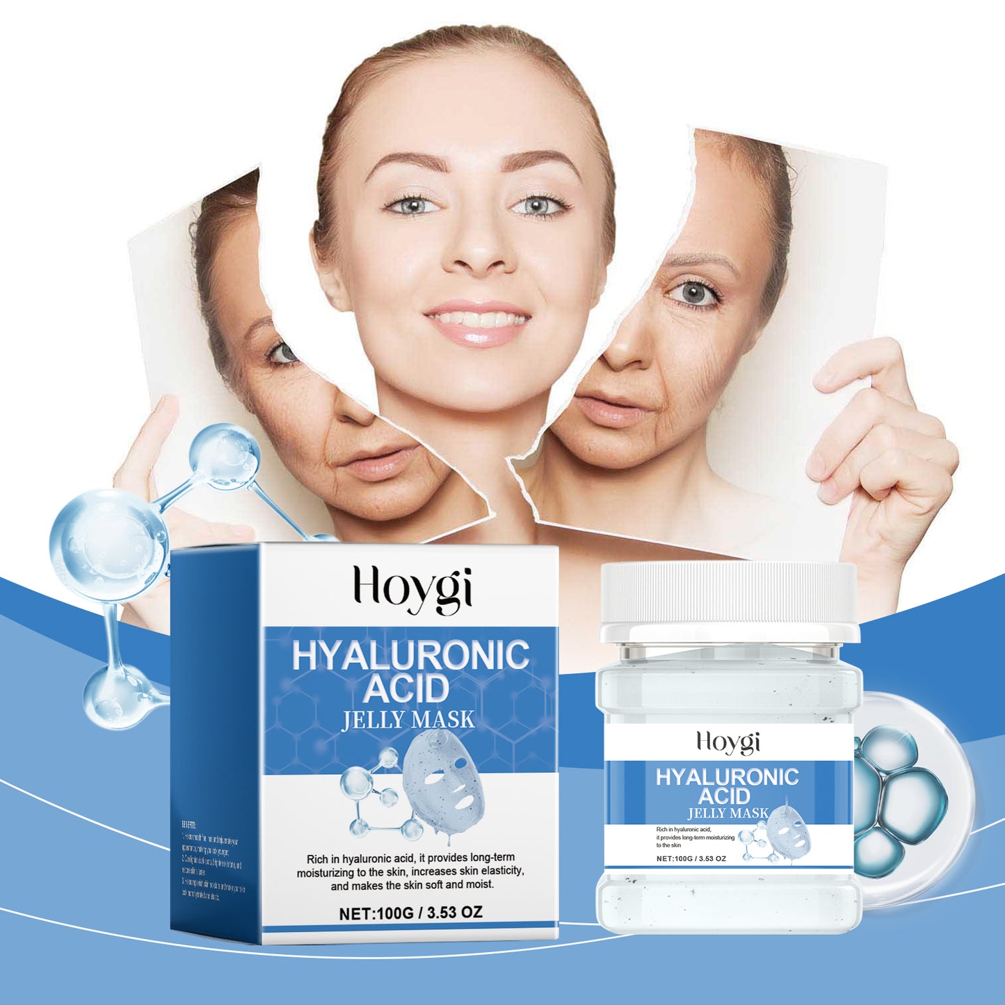 Hyaluronic Acid Peel-Off Facial Mask Powder - Hydrating & Brightening Skincare