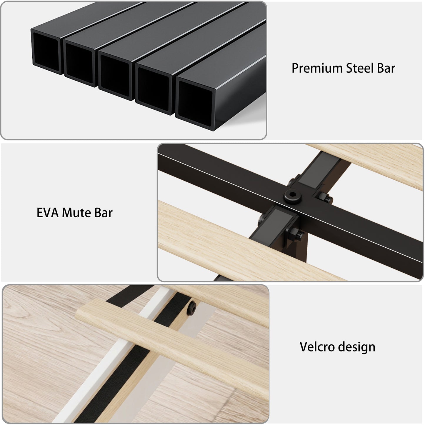 Queen Metal Platform Bed Frame with USB Charging Station - White