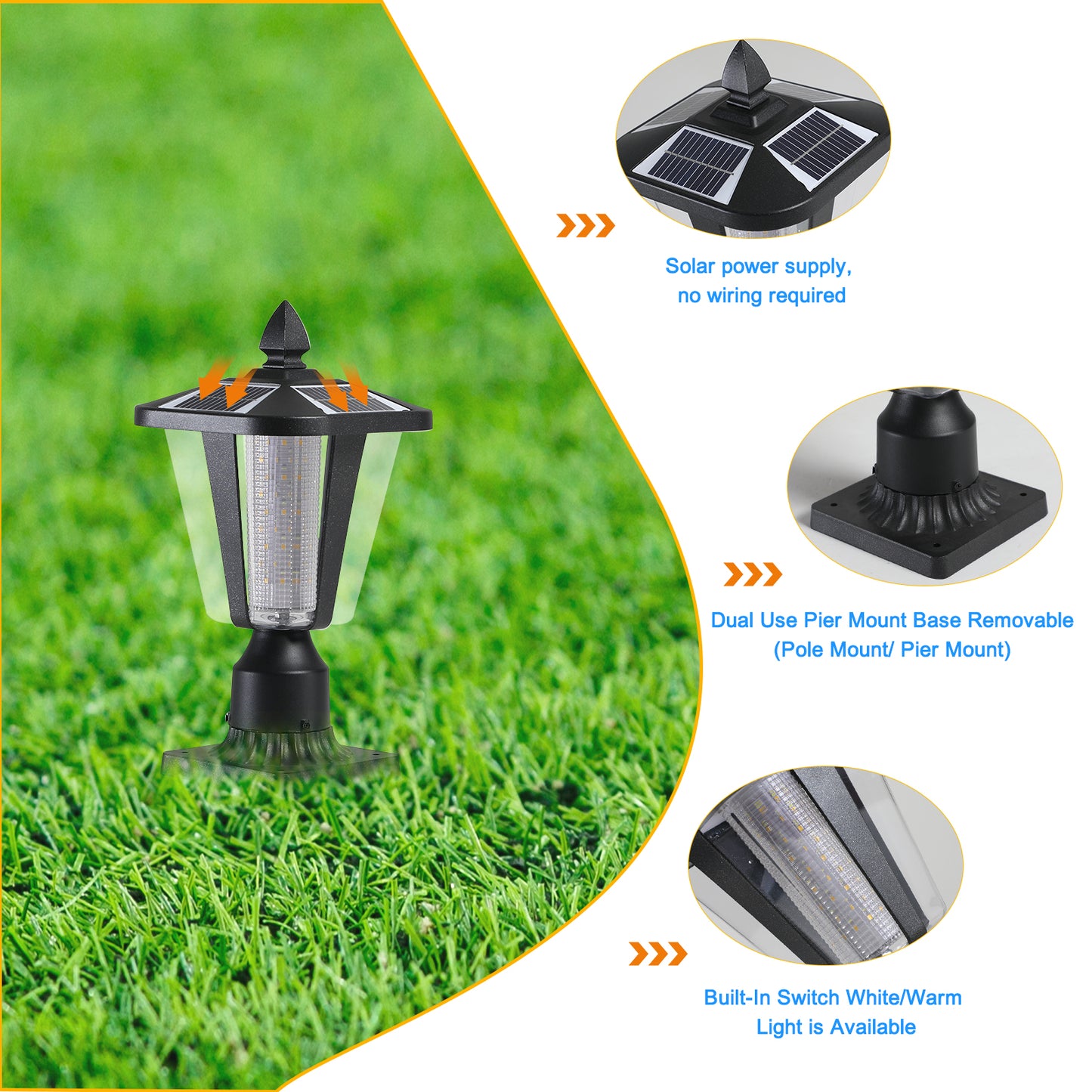 Solar Powered Outdoor Lantern - Modern LED Garden Light