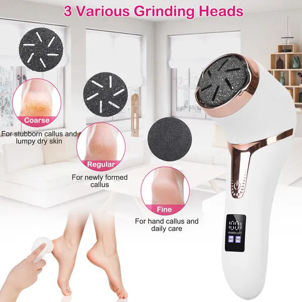 17-Piece Electric Foot Callus Remover Kit with Vacuum and 3 Grinding Heads