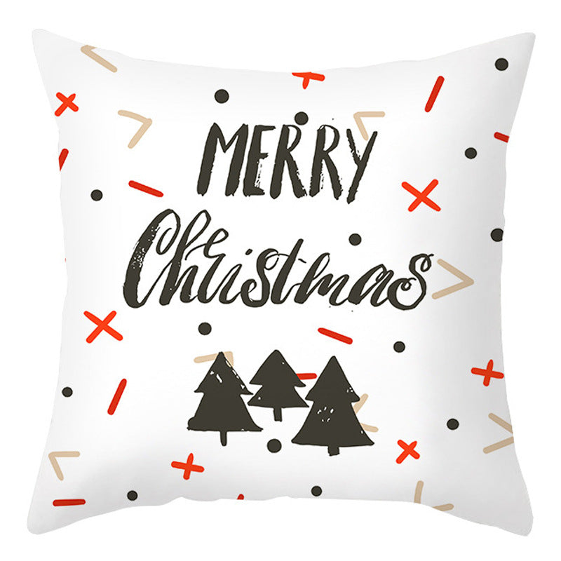 Christmas Pillow Cover Cartoon Letter Print Cushion Cover for Sofa & Office