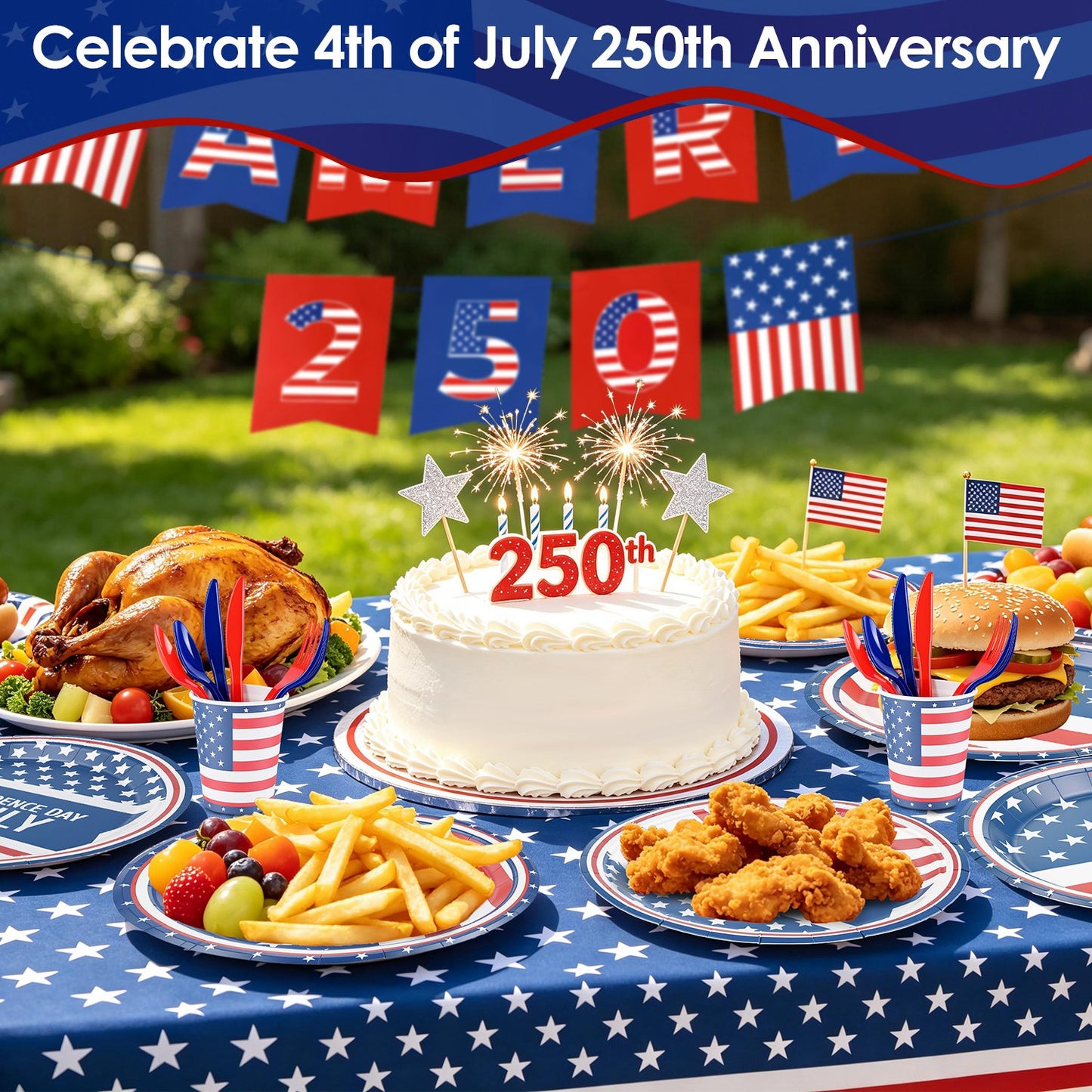 181Pcs Independence Day Party Supplies Set for 24 Guests