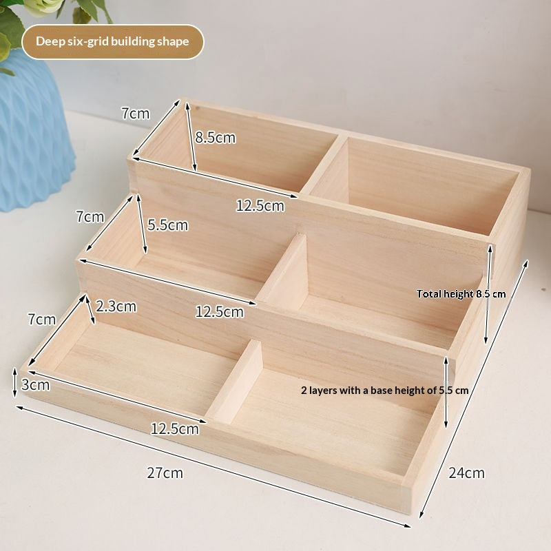 Multi-Layer Solid Wood Display Rack with Step Style for Home & Office Storage