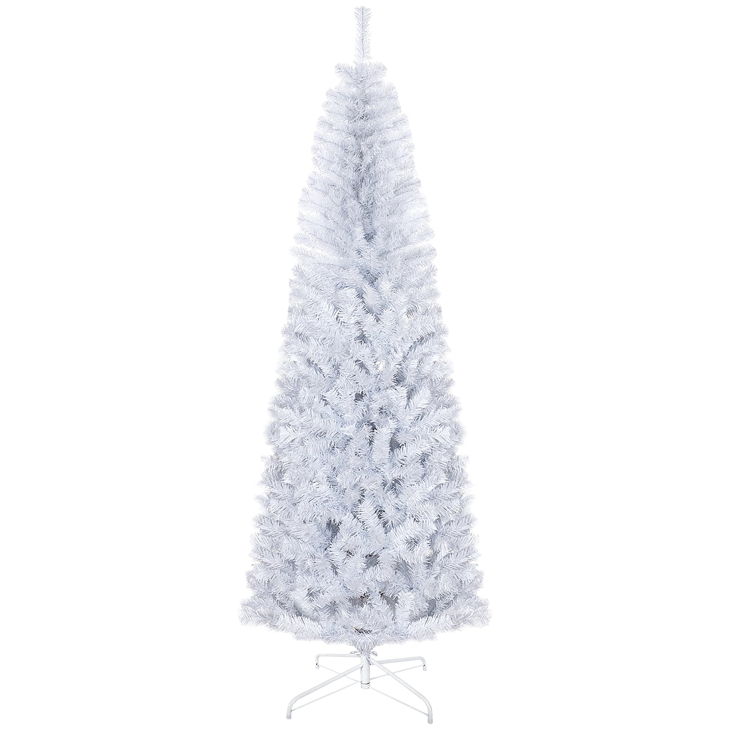 7 FT White Pencil Christmas Tree with 818 Tips - Indoor Holiday Decor