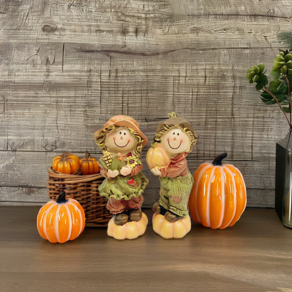 Fall Harvest Thanksgiving Pumpkin Decor Doll Ornaments - Resin Crafts