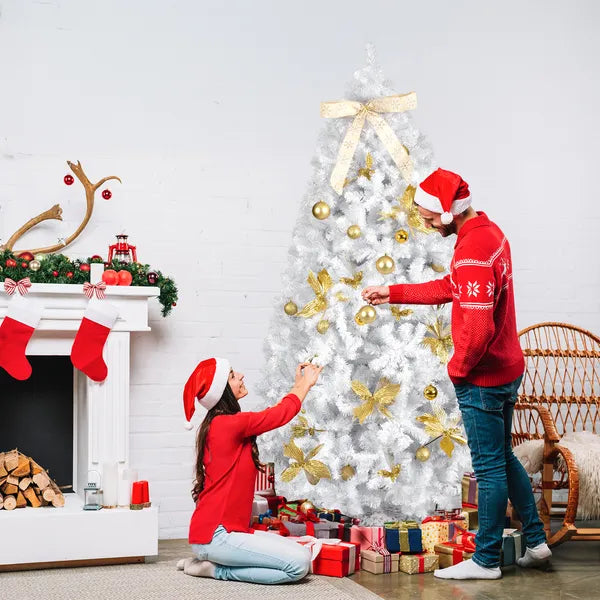 7.5 FT Artificial Christmas Tree with 400 Warm White LED Lights
