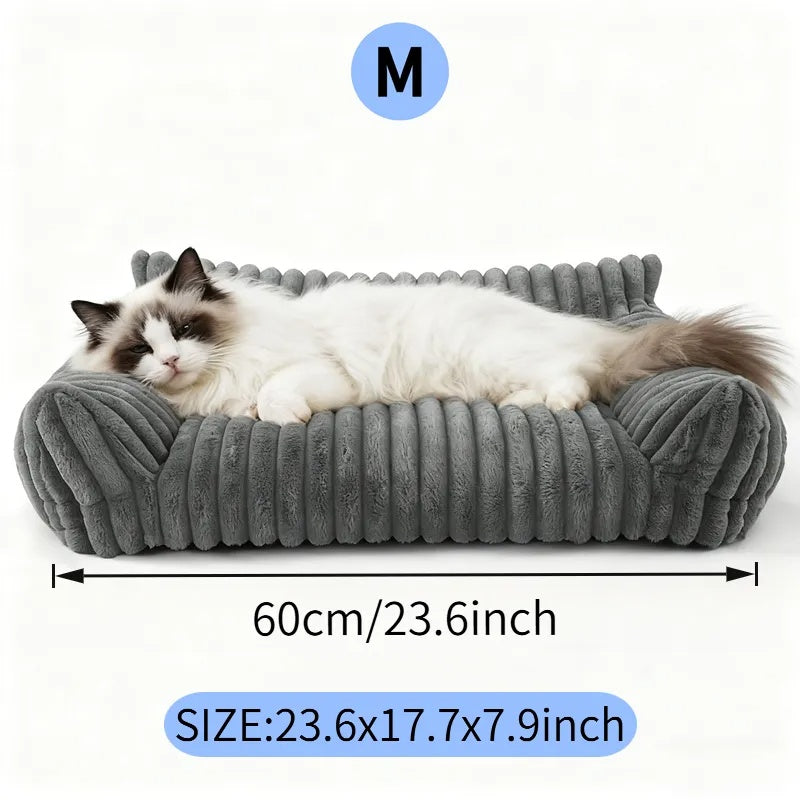 Pet Sofa Bed with Removable Washable Cover for Small Cats & Dogs - Fluffy, Supportive Couch