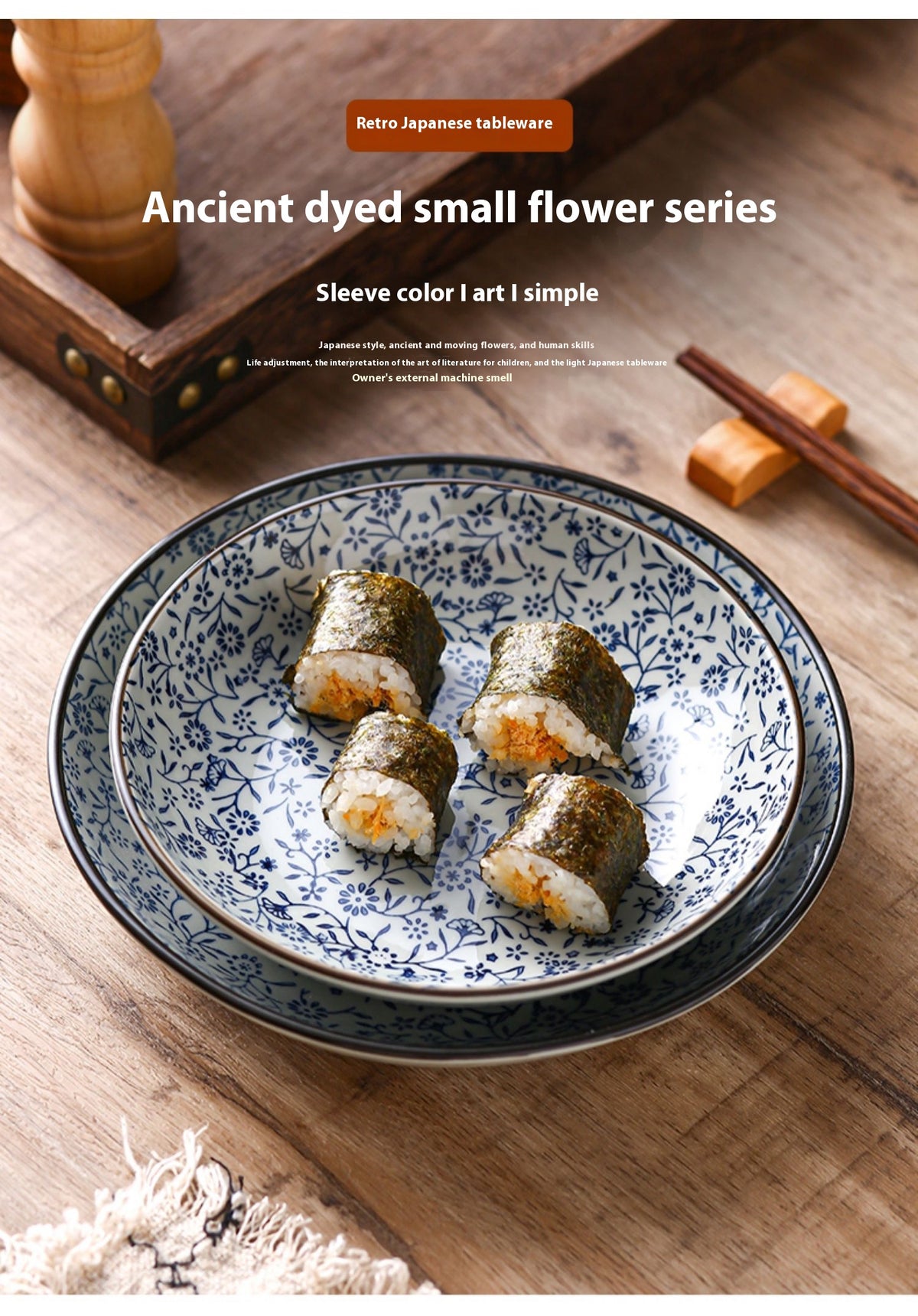 Retro Style Cold Dish Ceramic Sushi Plate - Porcelain Meal Tray