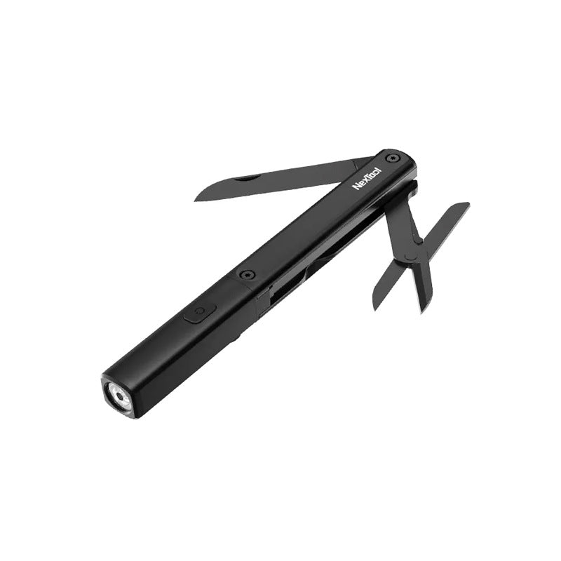 Pen-Shaped Multifunctional Tool with Flashlight and Scissors - Aluminum