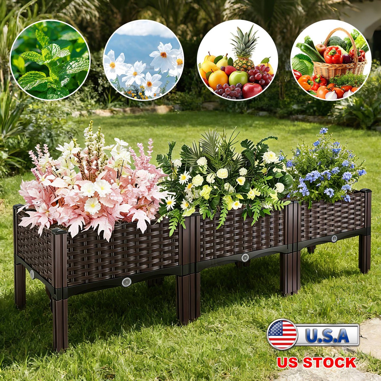Outdoor Raised Garden Bed with Legs and Self-Watering System - Multiple Sizes