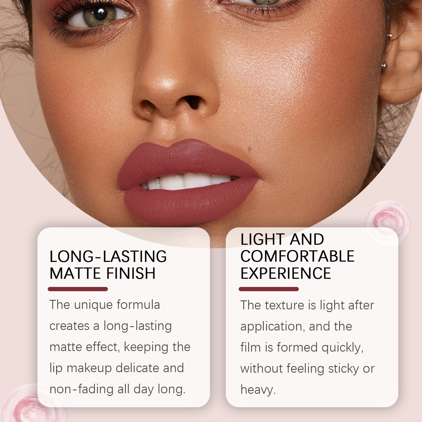 Matte Liquid Lip Gloss - Long-Lasting Moisturizing Non-Stick Lip Makeup