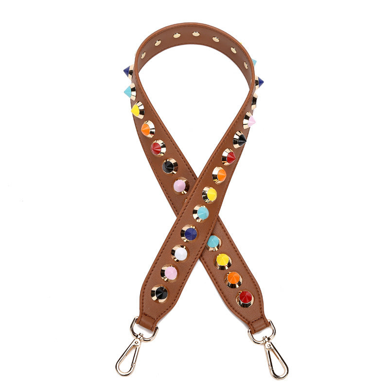 Double Sided Cowhide Shoulder Strap for Bags - Rivets & Adjustable Length