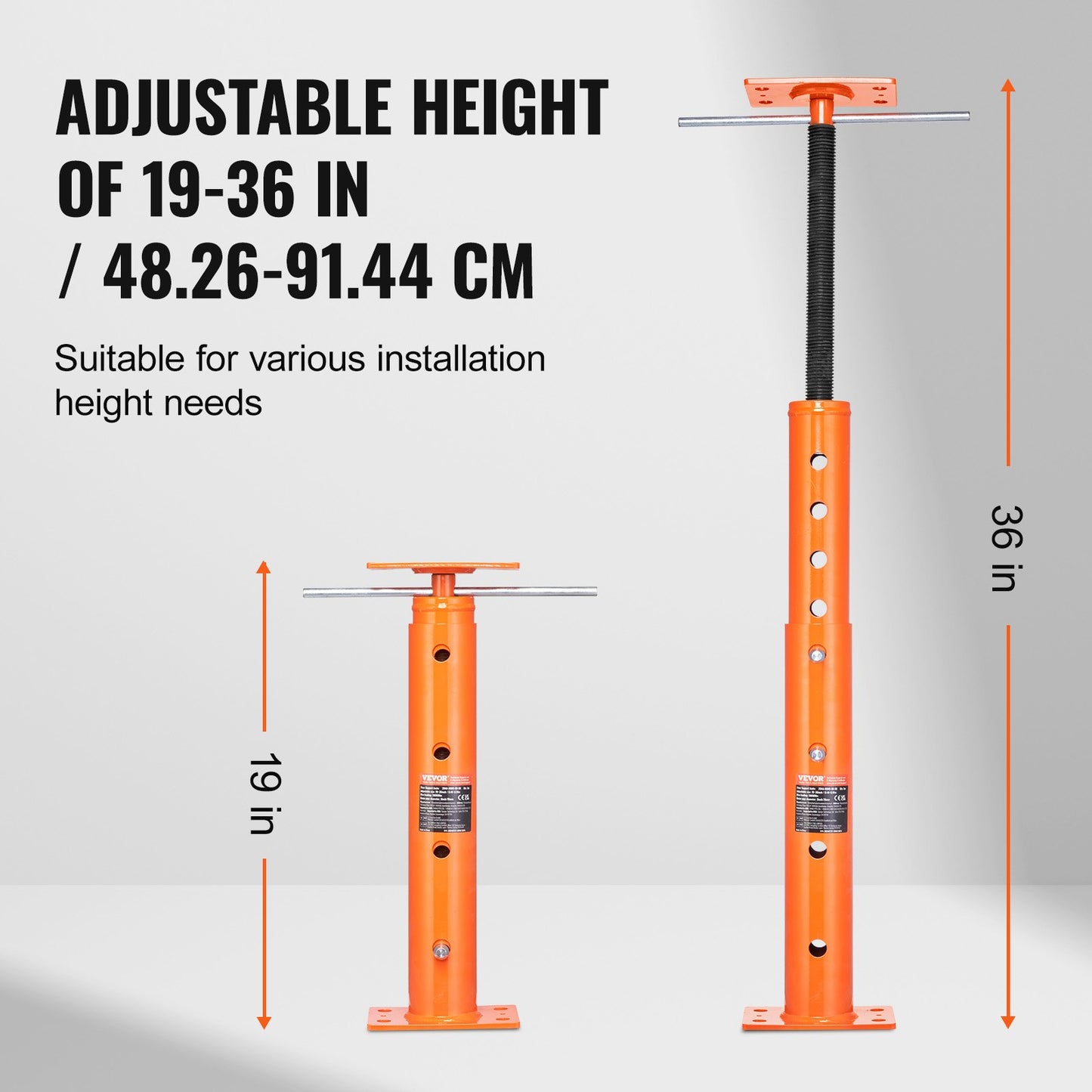Heavy-Duty Adjustable Floor Jack Post for House Leveling 19-36 Inches - Red