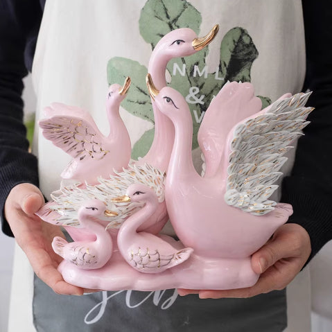 Five-Person Family Ceramic Swan Wine Cabinet Decoration - Home Storage