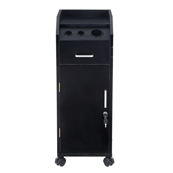 Black Hair Salon Tool Cart with 4 Drawers and Side Tray - Durable ABS & Particleboard
