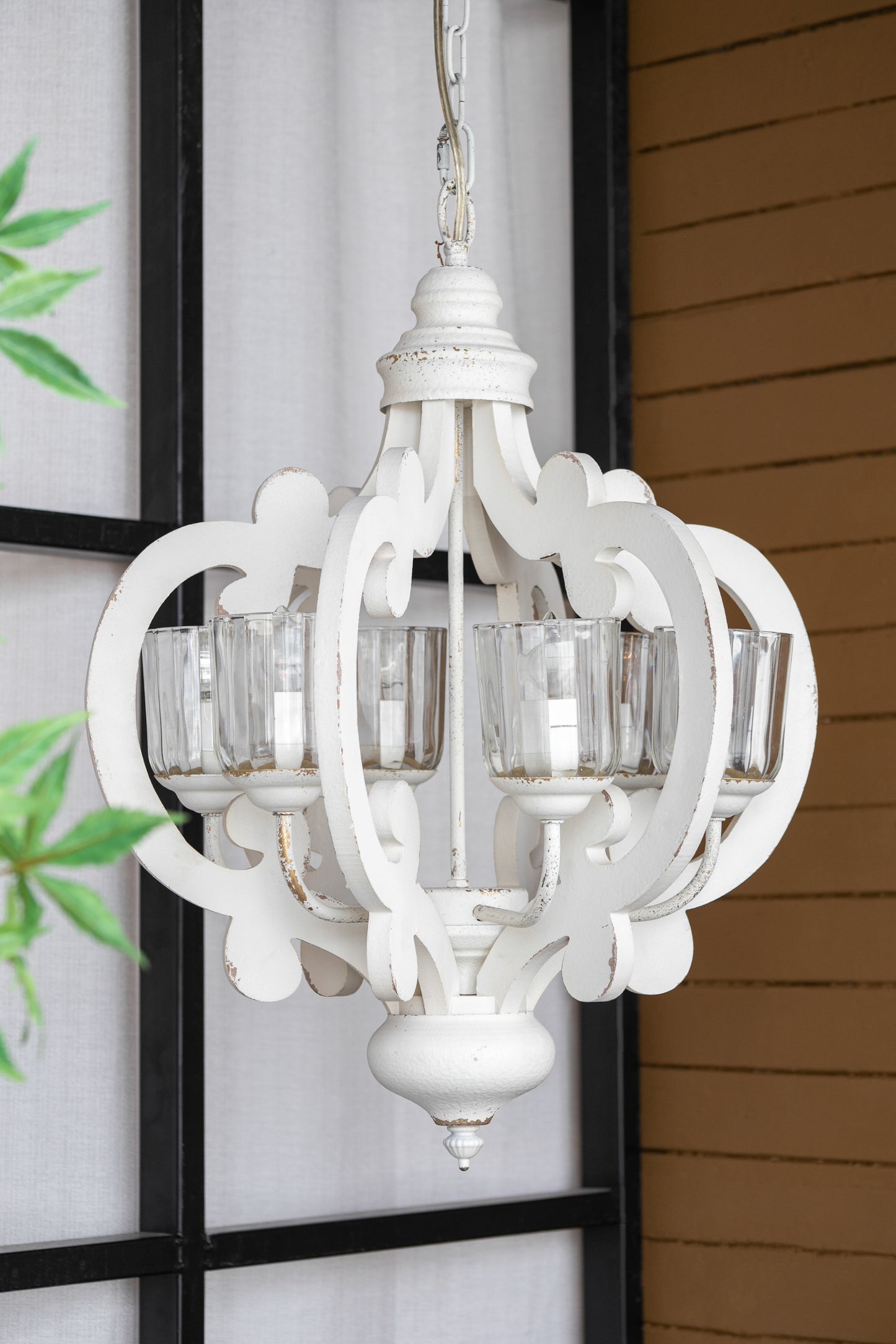 Farmhouse Chandelier, 6-Light Wood Chandelier Pendant Light Fixture
