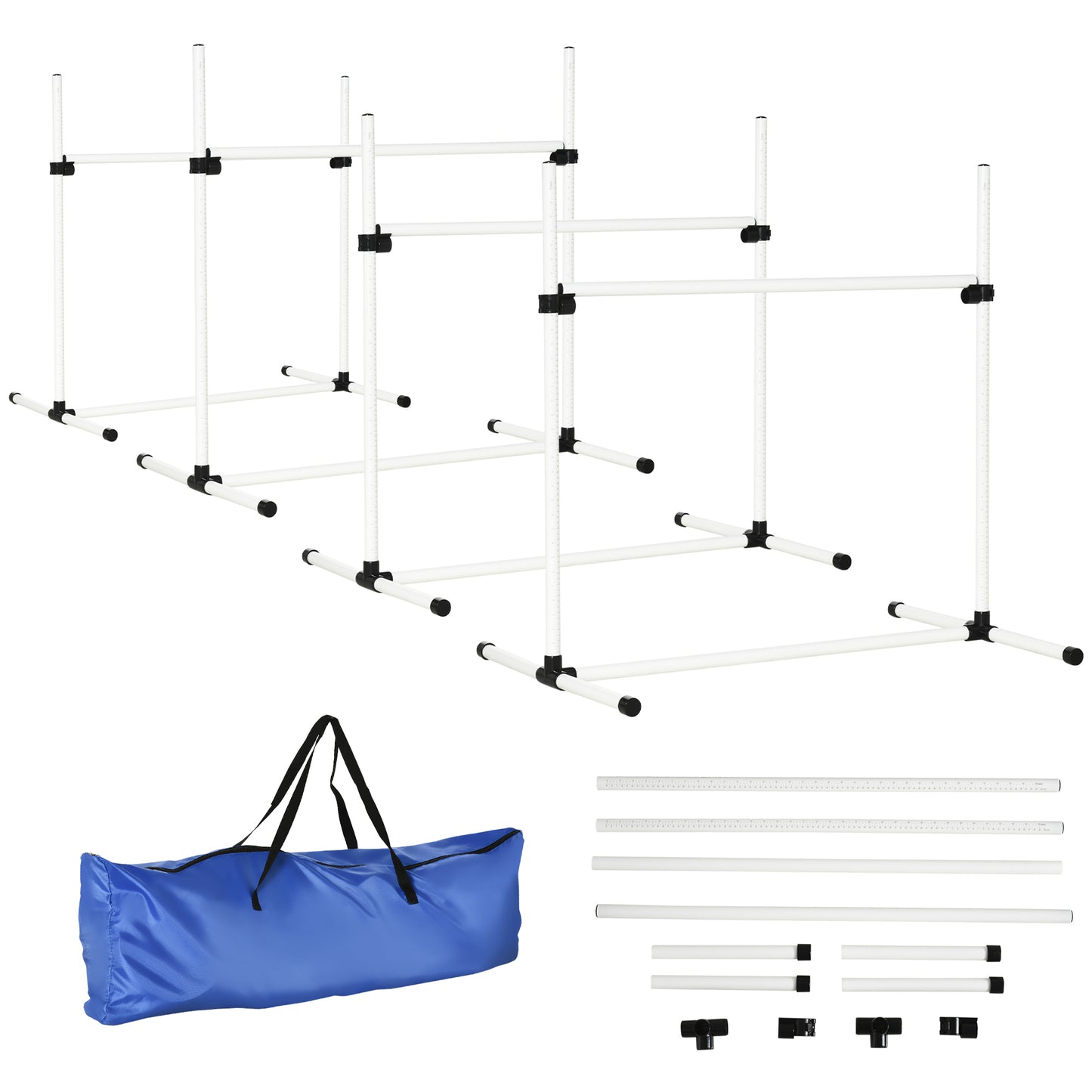 Dog Agility Training Equipment Set with Adjustable Height Jumps & Carry Bag