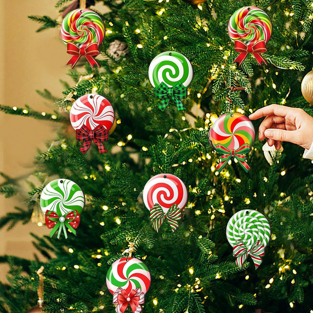 24-Piece Colorful Peppermint Christmas Tree Ornaments Set