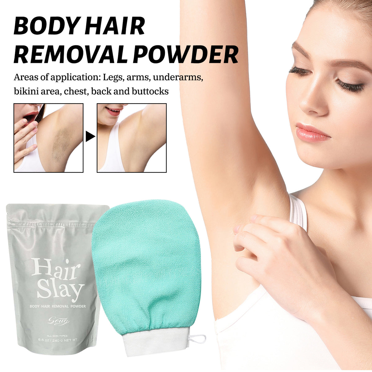 Hair Removal Powder Mild Skin Cleaning Body Armpit Leg Refreshing