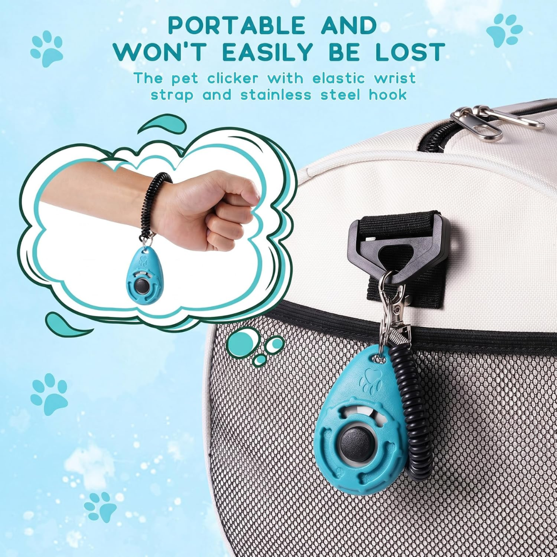 Dog Training Clicker with Wrist Strap & Keyring for Puppy & Pet Training
