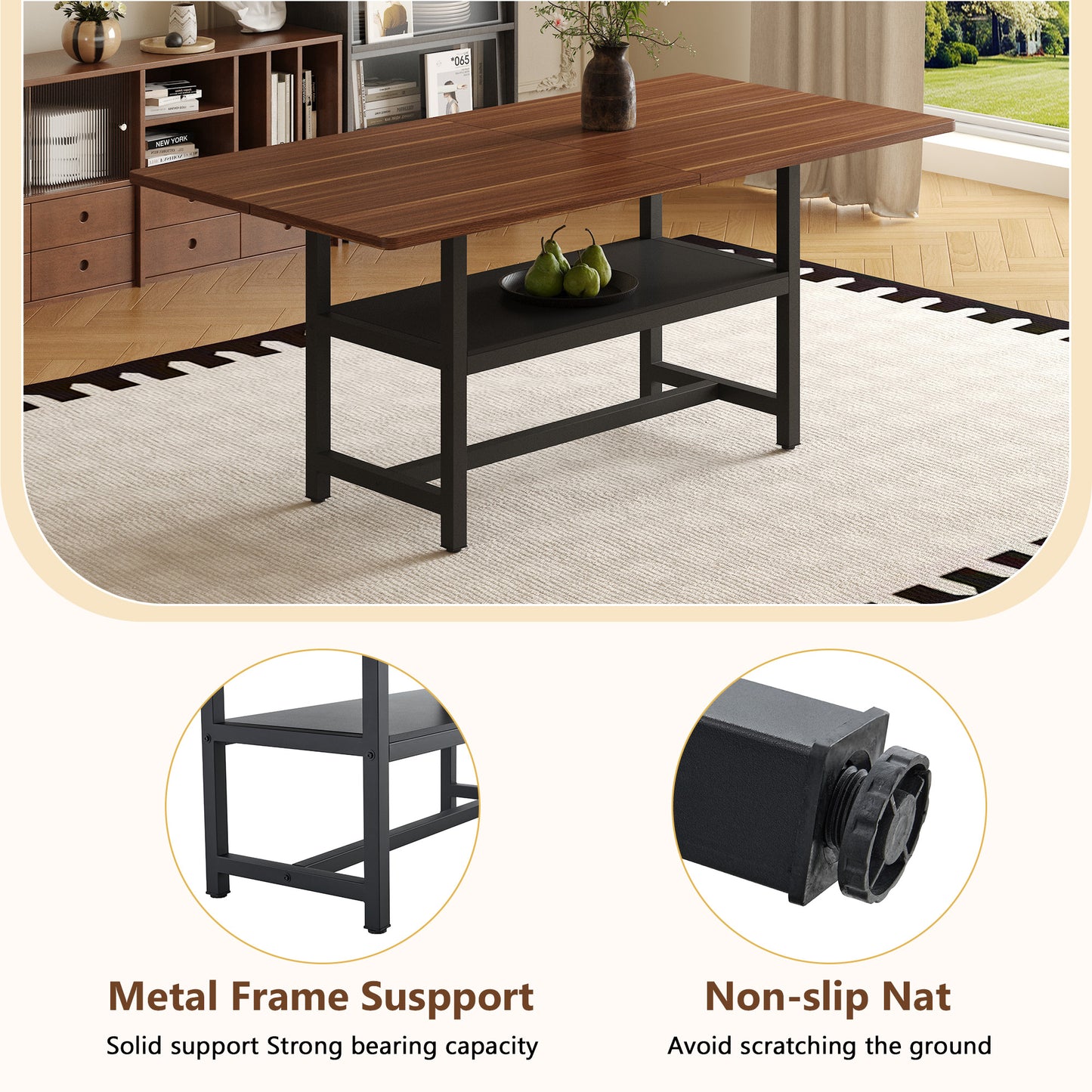 A 71 X35.4 Inch Dining Table With Tabletop Cleverly Pieced Together