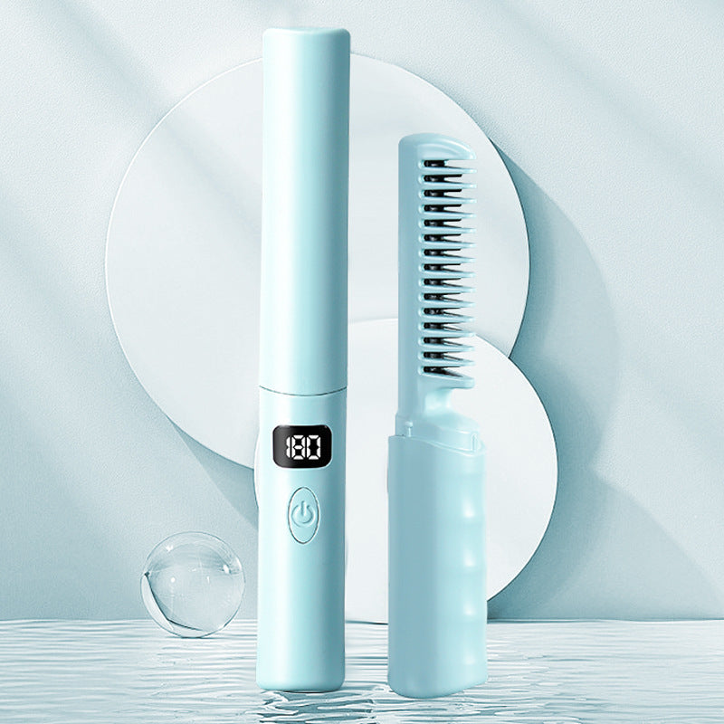 Portable LCD Straight Comb USB Rechargeable Hair Styling Tool - Wireless