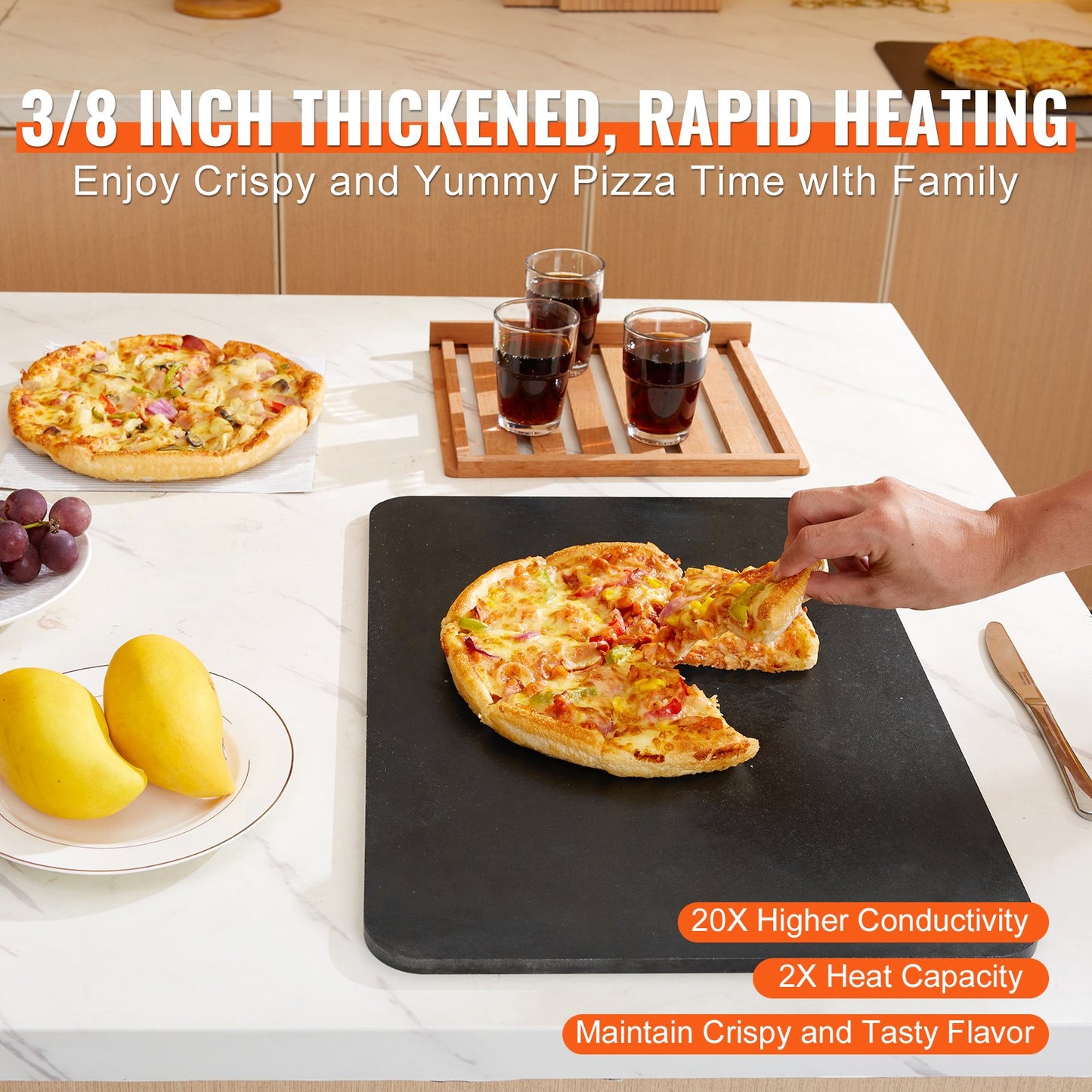 Pre-Seasoned Carbon Steel Pizza Steel Plate - 20" x 14"
