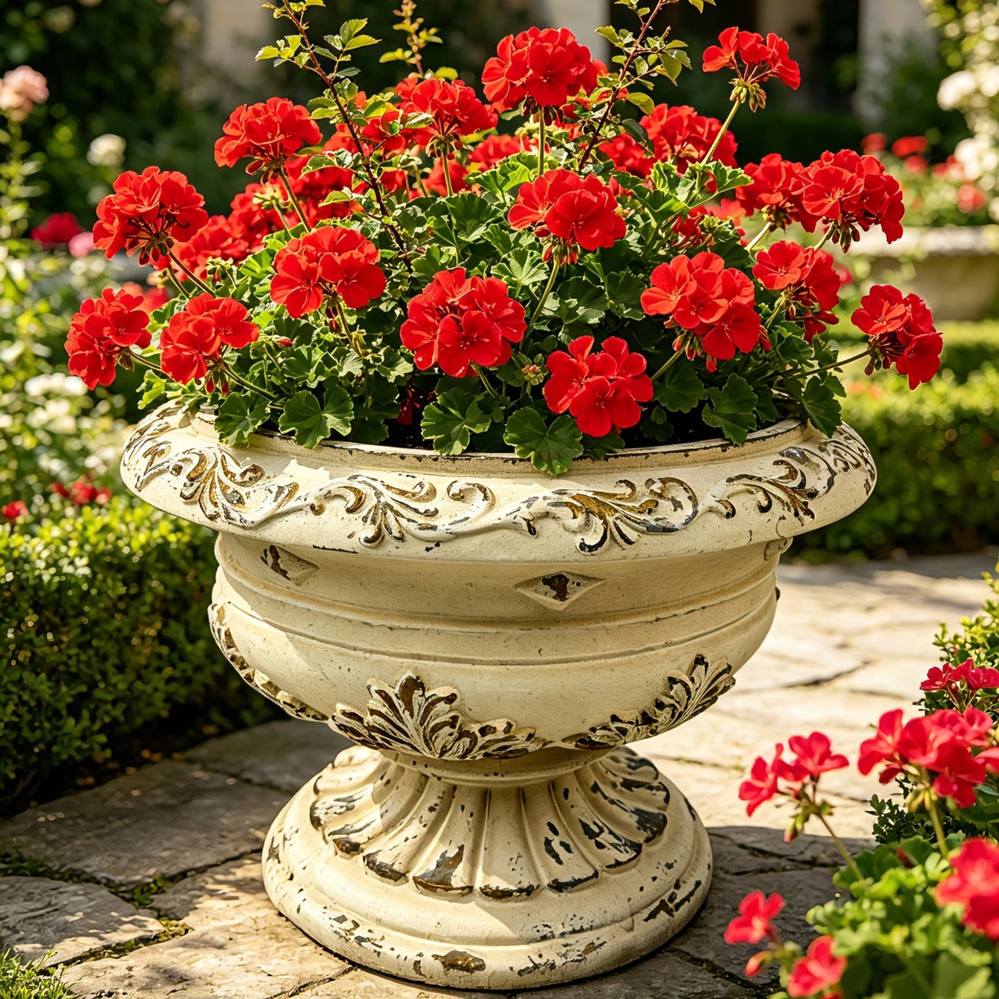 Antique White Garden Planter - 18.11" x 18.11" x 13.18"