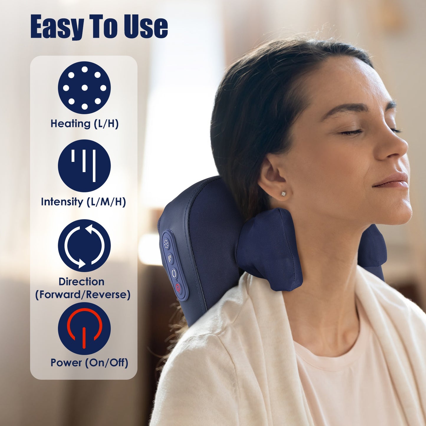 Cordless Neck Shoulder Massager with Heating, Deep Kneading, 3 Intensity Levels