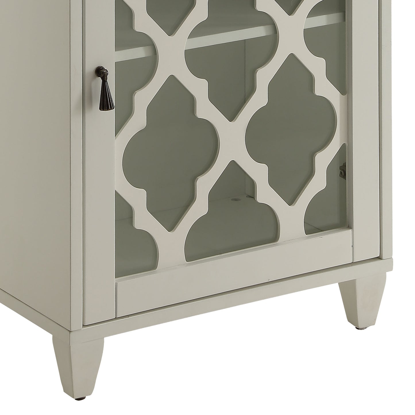 Ceara White Accent Table with Glass Door & Drawer