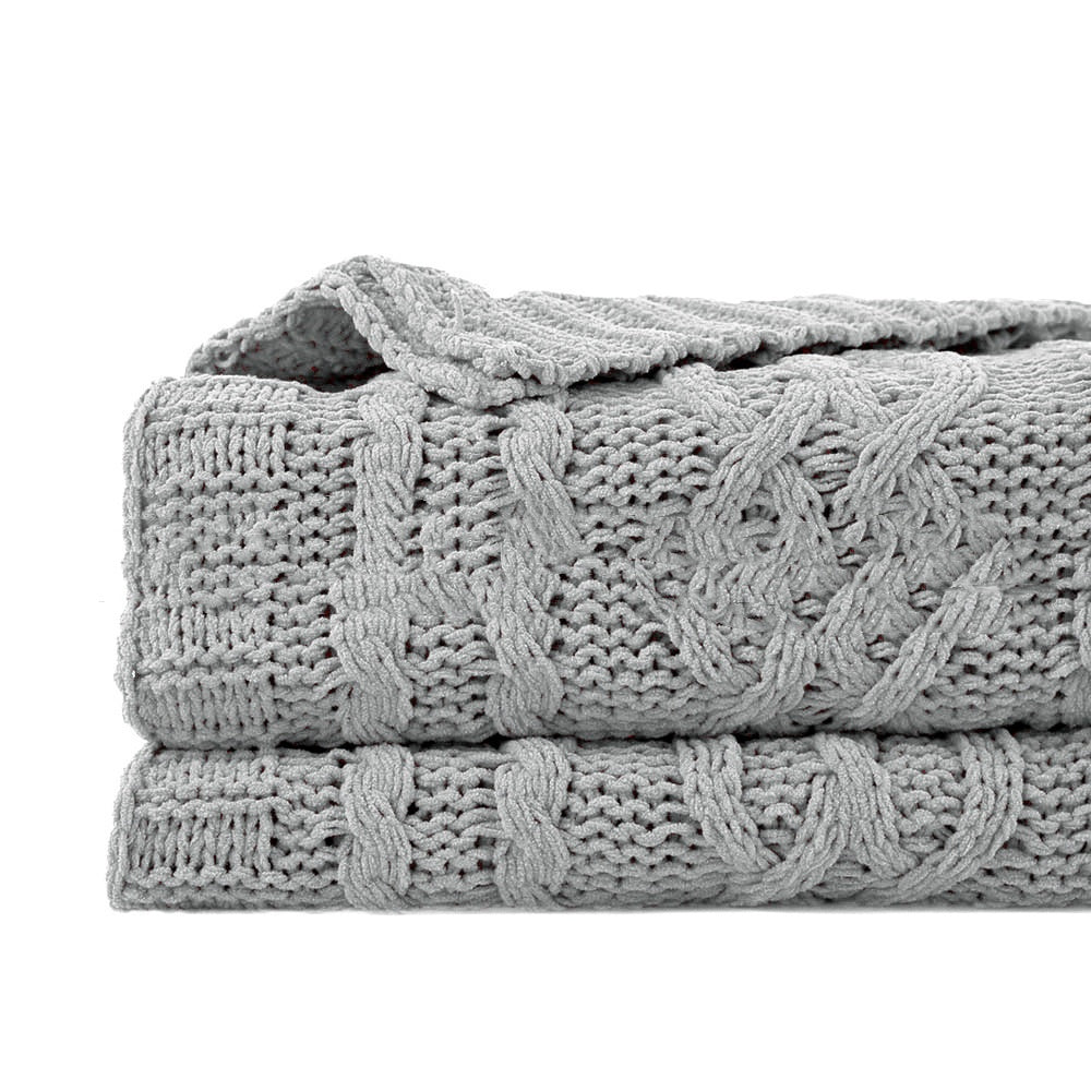 Heavy Weight Knitted Blanket - Thick Chenille Bed Cover for Home & Bedroom