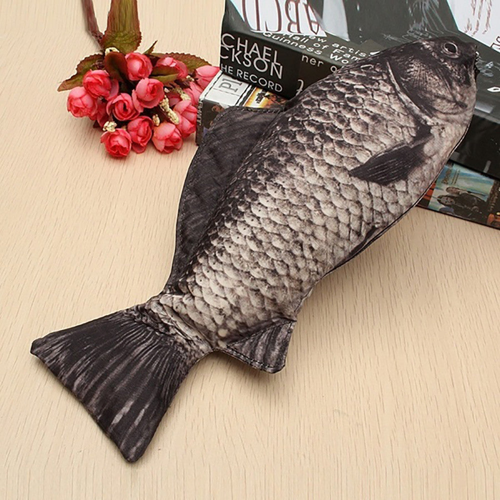 Large Capacity Fish-Shaped Cloth Pencil Case for Stationery Storage