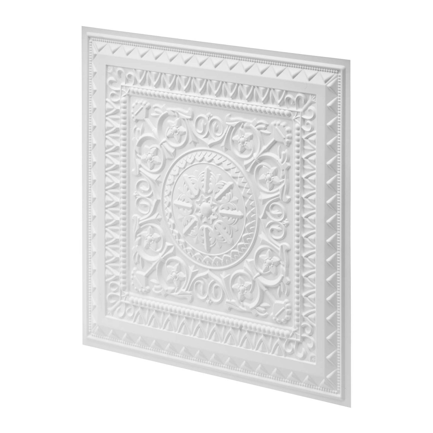 24x24 Inch PVC Ceiling Tiles 12-Pack White Geometric Wall Panels - Easy to Install and Paintable