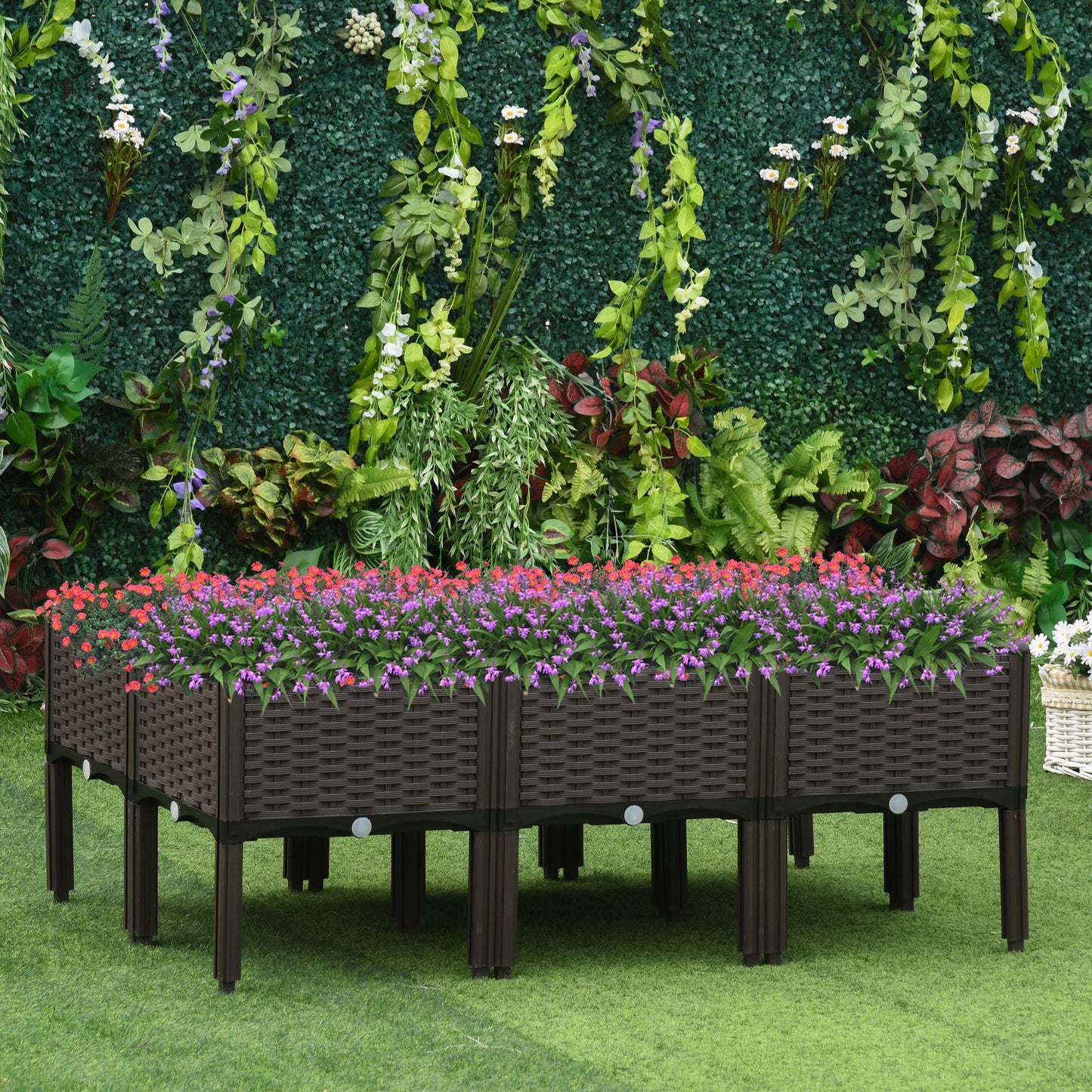 Raised Garden Bed with Legs - Planter Box for Flowers Herbs Vegetables 15x15 inches - Brown