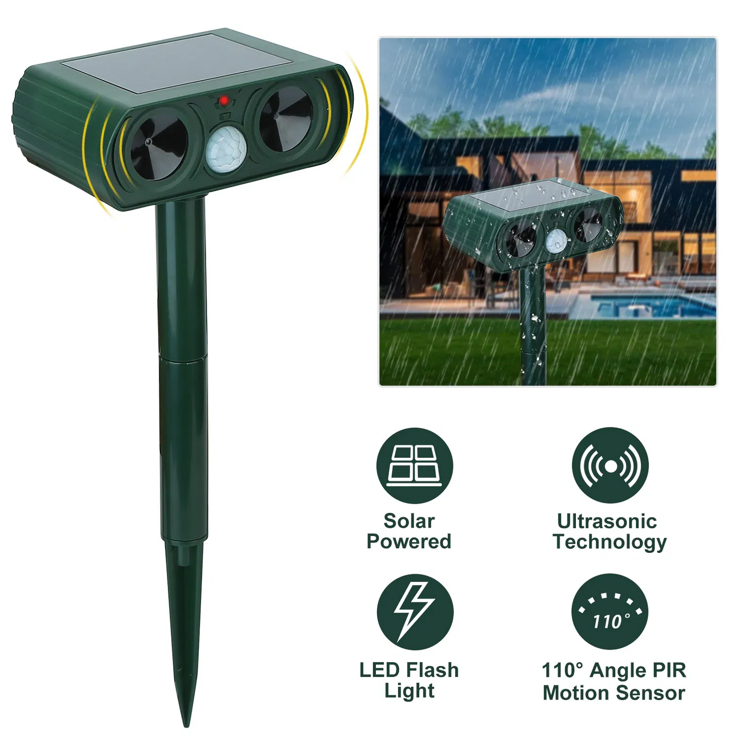 Ultrasonic Rat Repellent Solar Pest Control Device for Gardens & Farms