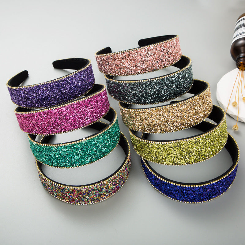 Elegant Rhinestone Wide-Brim Hair Band - Korean Style Hair Accessory