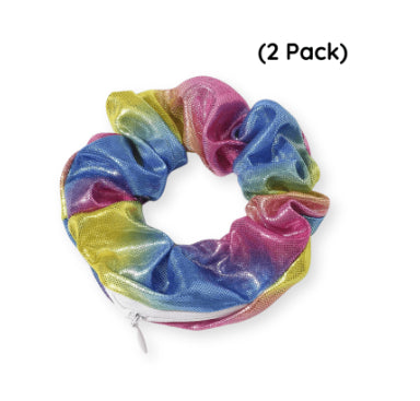 European & American Printed Satin Hair Ring with Zipper - Large Intestine Style