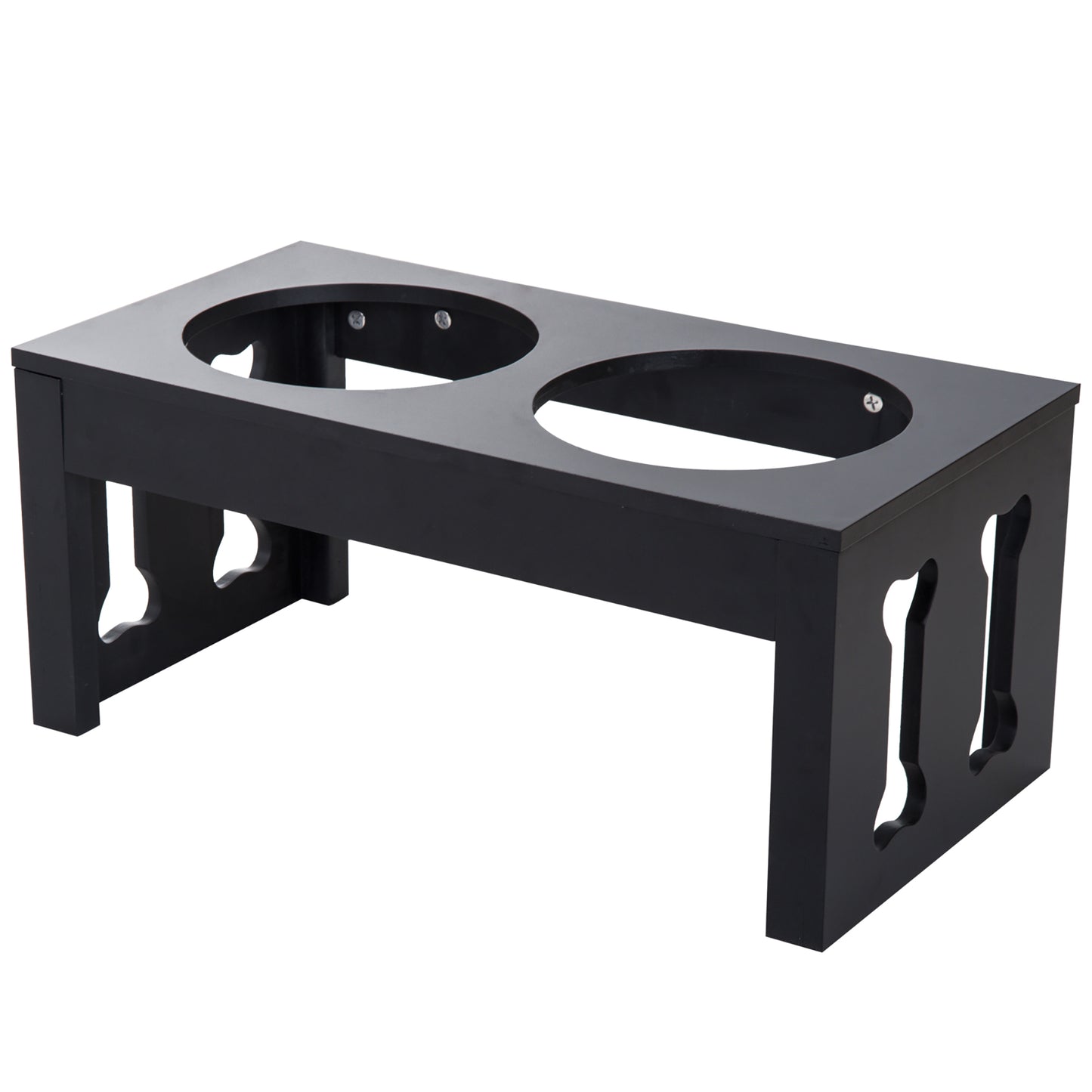 23-Inch Modern Elevated Dog Bowl Set with Stainless Steel Bowls - Black