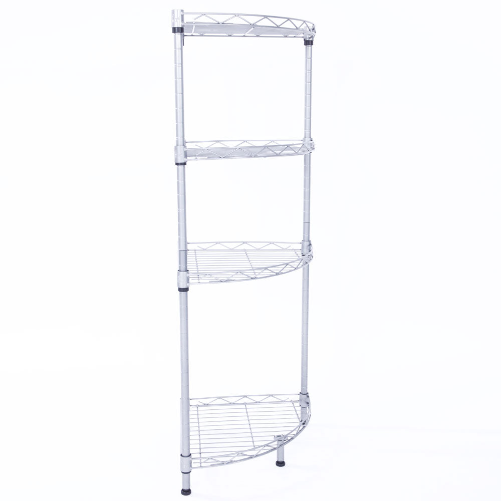4-Tier Metal Wire Shelving Rack - Silver Storage Unit for Home