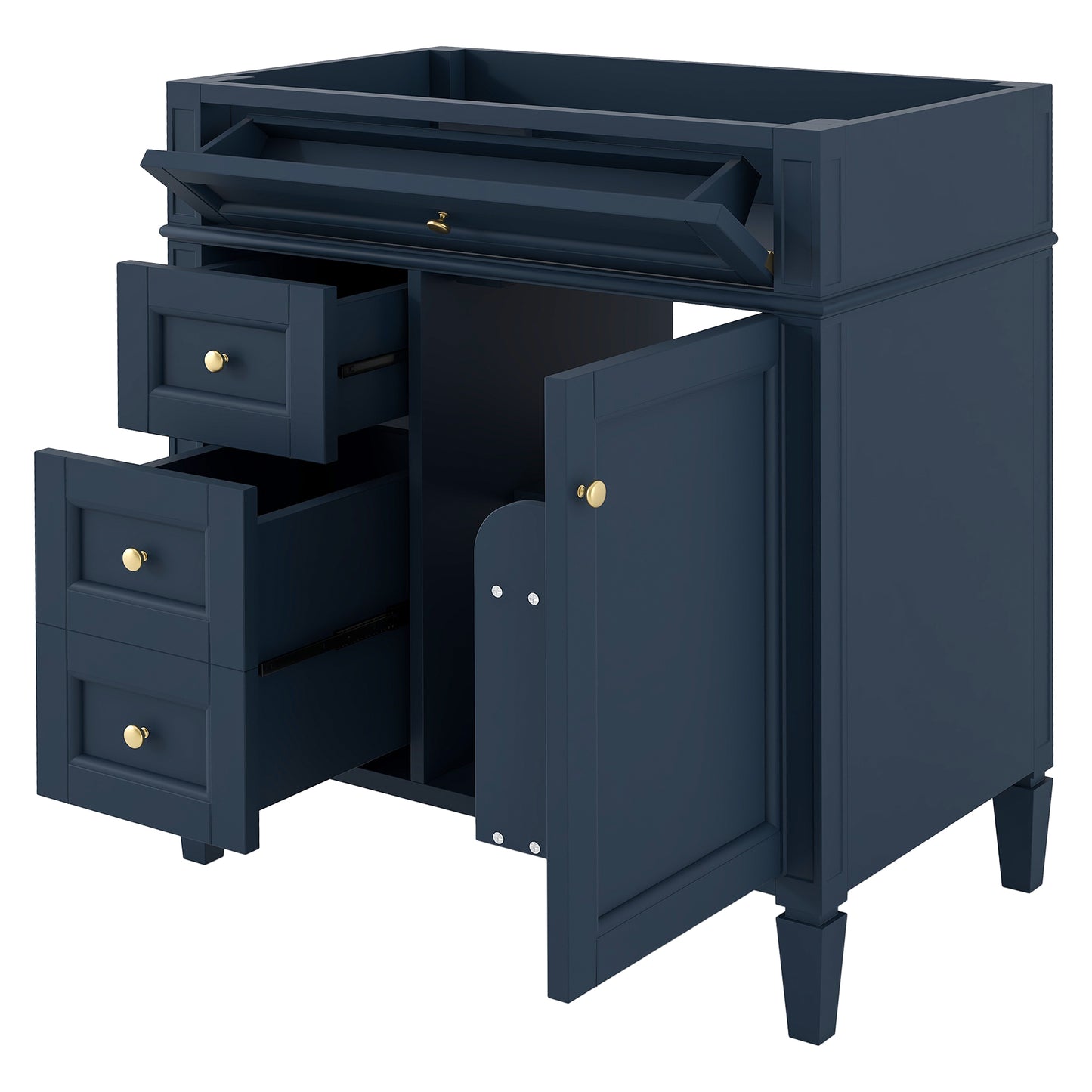 30-Inch Blue Bathroom Vanity Cabinet with 3 Drawers